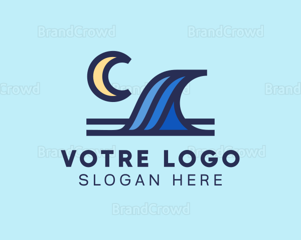 Surf Wave Moon Logo