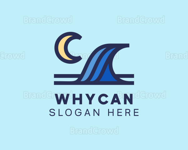 Surf Wave Moon Logo