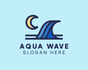 Surf Wave Moon logo design