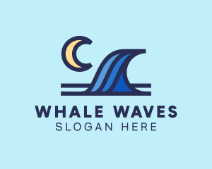 Surf Wave Moon logo design