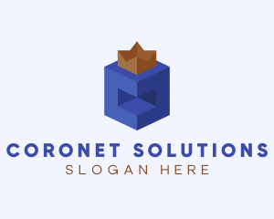 3D Crown Box Package logo design