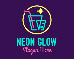 Neon Drinking Bar logo design