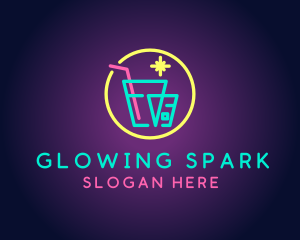 Neon Drinking Bar logo design