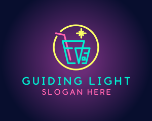 Neon Drinking Bar logo design