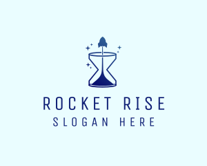 Space Rocket Hourglass logo design