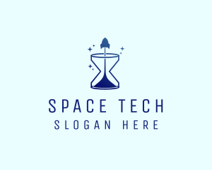 Space Rocket Hourglass logo design