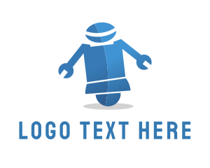 Blue Robot - Wrench Android Robot logo design