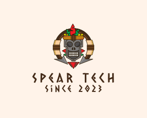 Tribal Skull Spear logo design