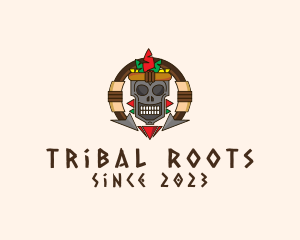 Tribal Skull Spear logo design