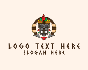 Tribal Skull Spear Logo