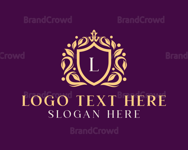 Crown Leaf Shield Ornament Logo