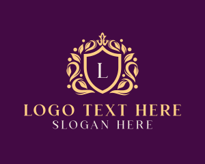 Restaurant - Crown Leaf Shield Ornament logo design