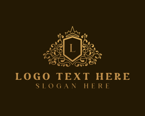 Boutique - Wreath Crown Shield logo design