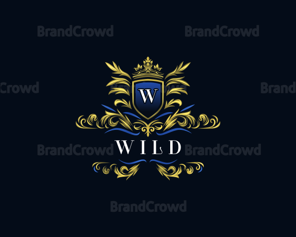 Floral Shield Crown Logo