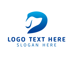 Doggo - Blue Dog Letter D logo design