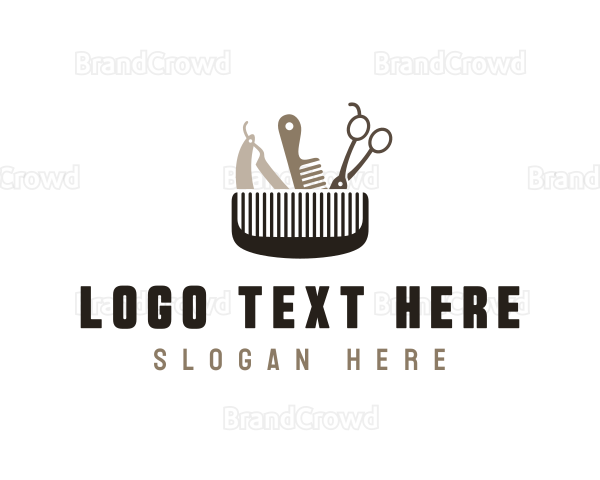 Hairdresser Barbering Comb Logo