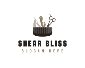 Hairdresser Barbering Comb logo design