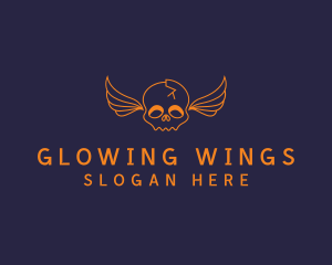 Gothic Skull Wings logo design