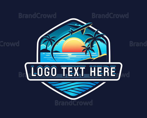 Airplane Beach Travel Logo