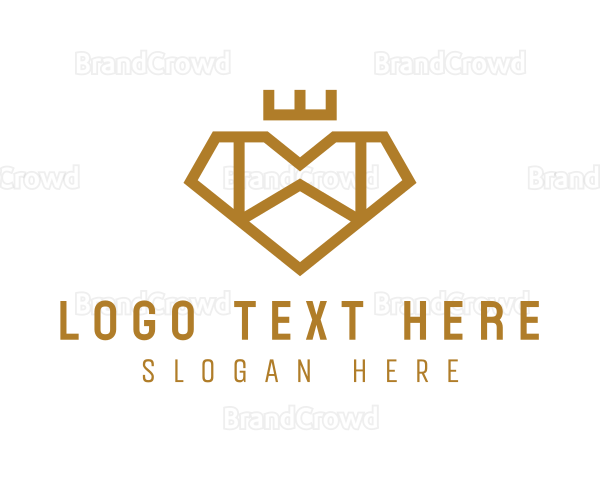 Royal Gold Heart Letter W Logo