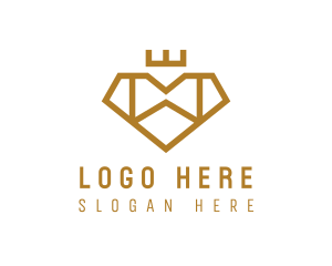 Queen - Royal Gold Heart Letter W logo design