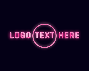 Club - Neon Sign Circle logo design