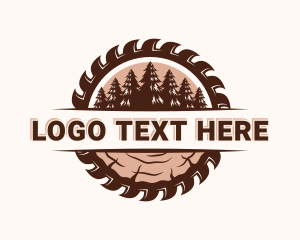 Woodcutting - Saw Woodcutting Tree logo design