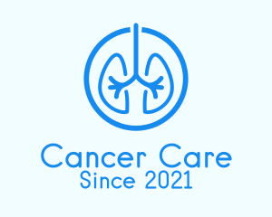Cancer - Blue Lung Organ logo design
