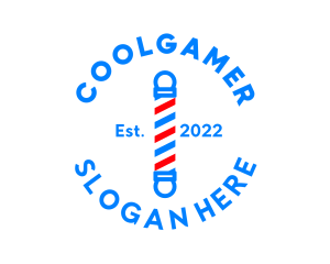 Geometric Barber Pole Badge Logo
