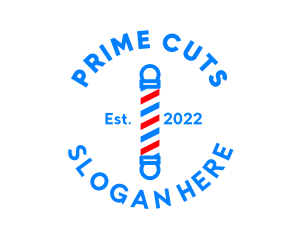 Geometric Barber Pole Badge logo design