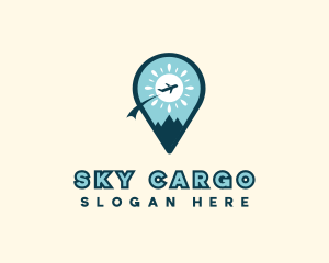 Travel Airplane Location Pin logo design