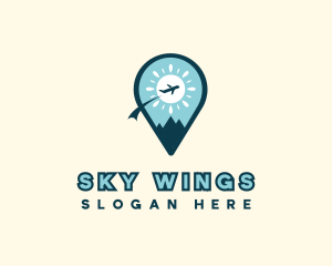 Travel Airplane Location Pin logo design