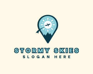 Travel Airplane Location Pin logo design