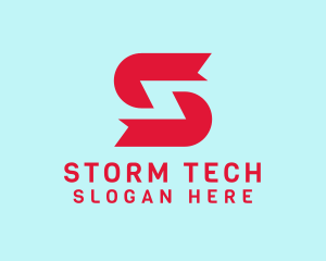 Red Tech Letter S  logo design