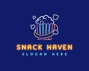 Cinema Popcorn Snack logo design