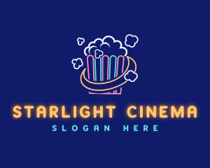 Cinema Popcorn Snack logo design