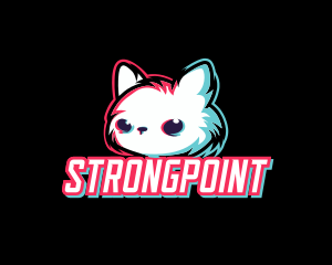 Anaglyph 3d - Glitch Gaming Cat logo design