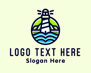 Island - Coastal Sea Lighthouse logo design