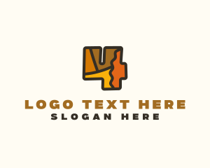 Retro - Colorful Number 4 logo design