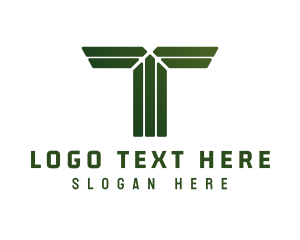 Army - Modern Stripe Shape Letter T logo design