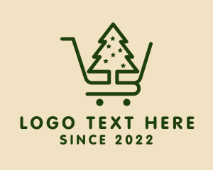 Shopping - Christmas Tree Cart logo design