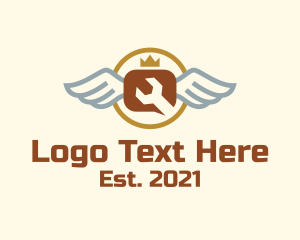 Tool - Winged Mechanic Wrench Badge logo design