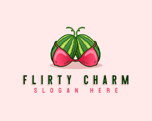 Flirt - Sexy Erotic Watermelon logo design