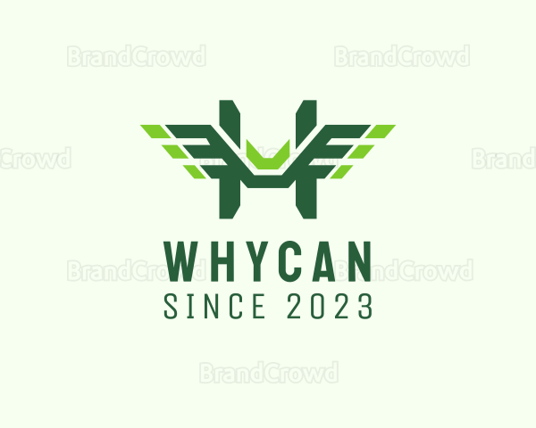 Green Wings Letter H Logo