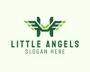 Green Wings Letter H Logo