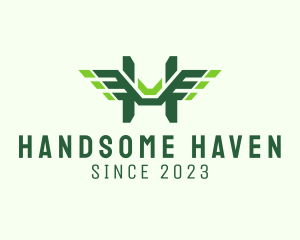 Green Wings Letter H logo design