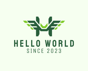 Green Wings Letter H logo design