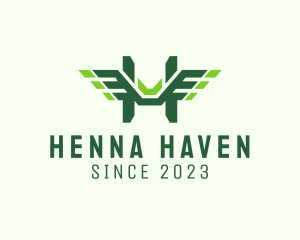 Green Wings Letter H logo design