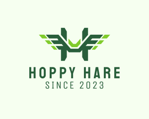 Green Wings Letter H logo design