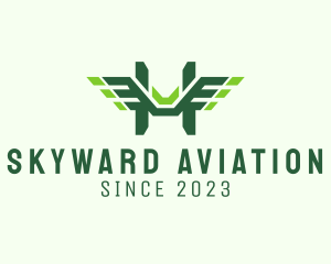 Aeronautical - Green Wings Letter H logo design